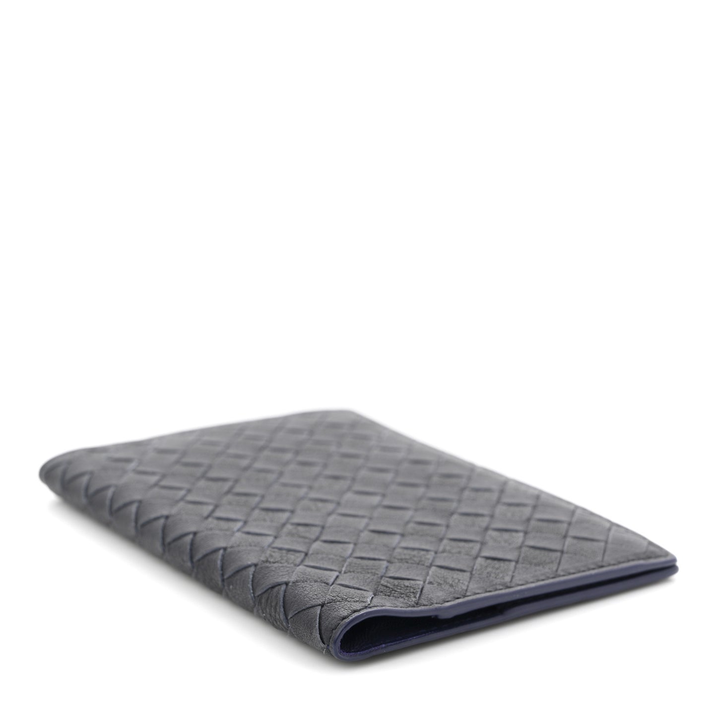 Nappa Intrecciato Passport Case Navy Blue