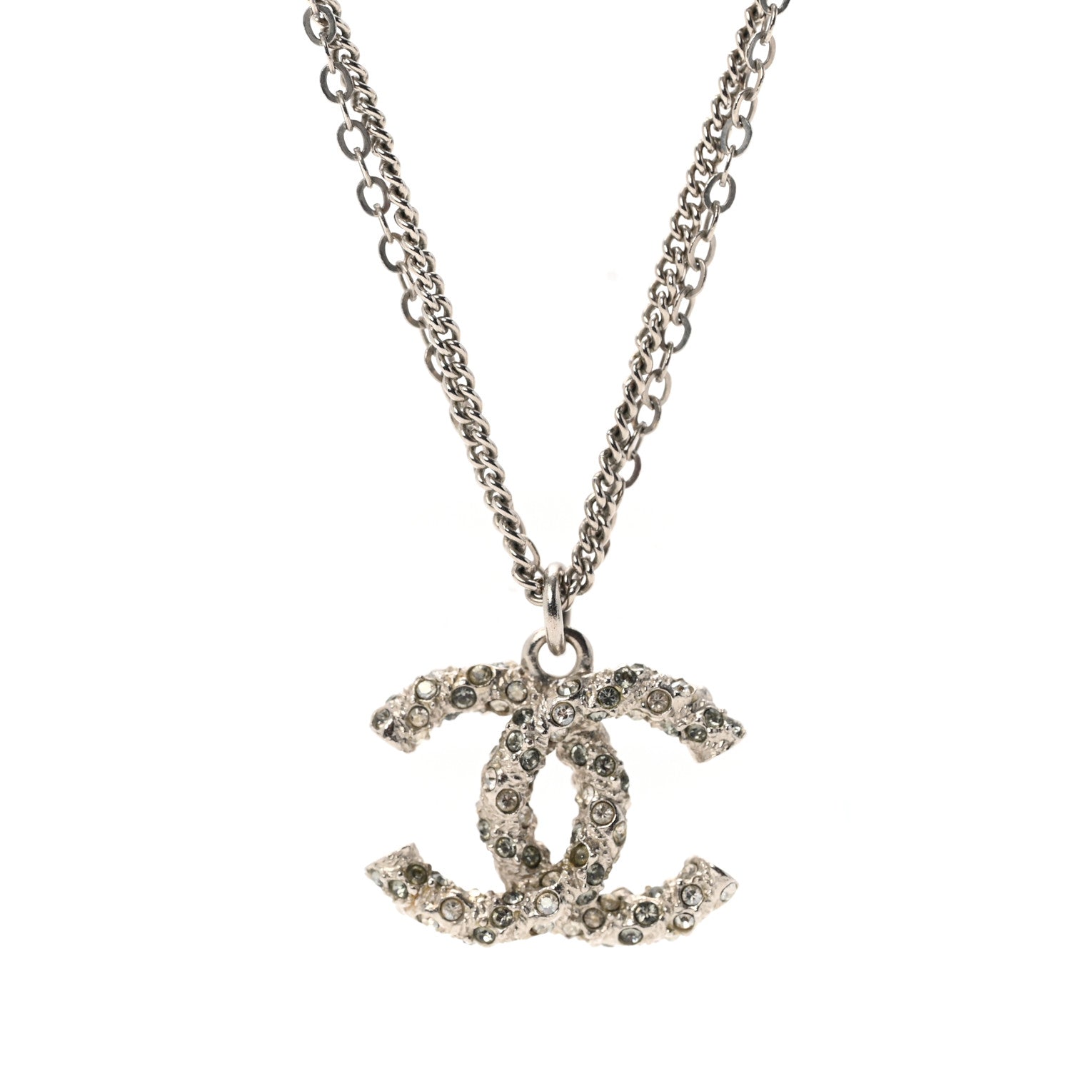 Chanel Crystal Pearl CC Multi Strand Pendant Necklace Silver 4 of 6