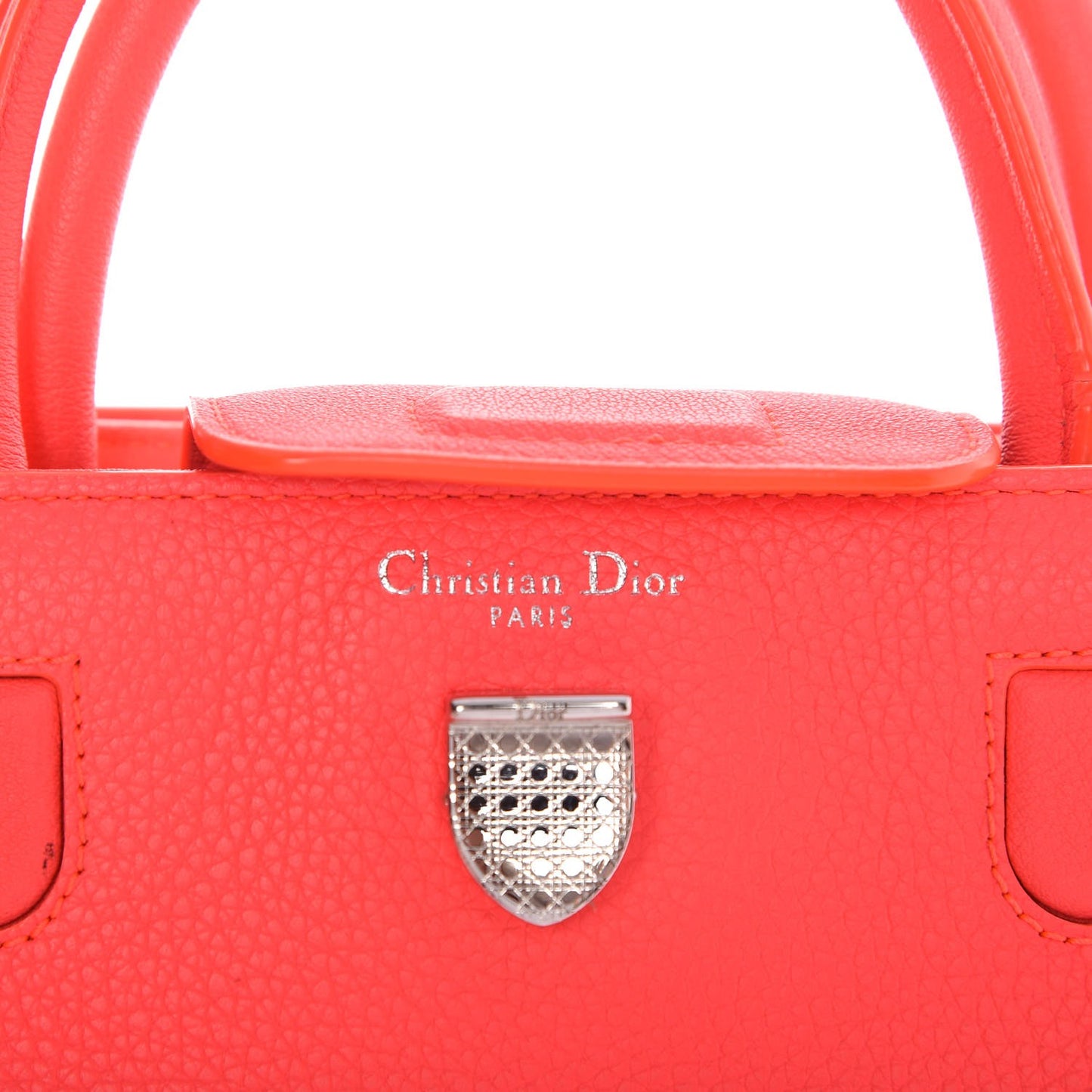Grained Calfskin Mini Diorever Flap Fluorescent Goji Pink