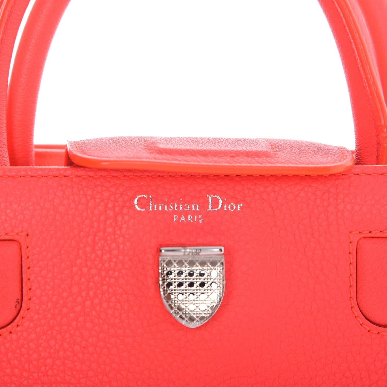 Christian Dior Grained Calfskin Mini Diorever Flap Fluorescent Goji Pink 7 of 10