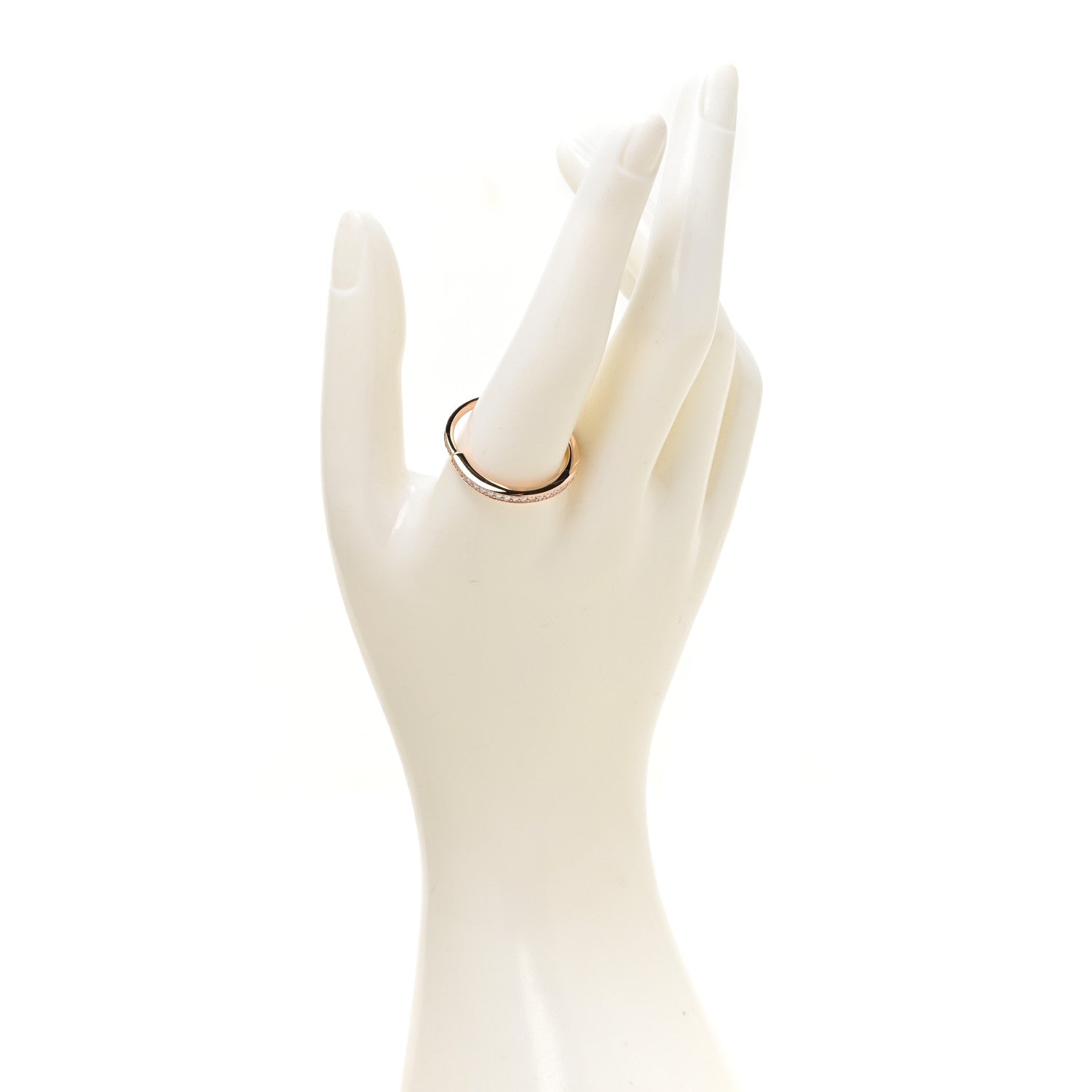 Tiffany 18K Rose Gold Diamond Lock Pave Ring 65 11 2 of 5
