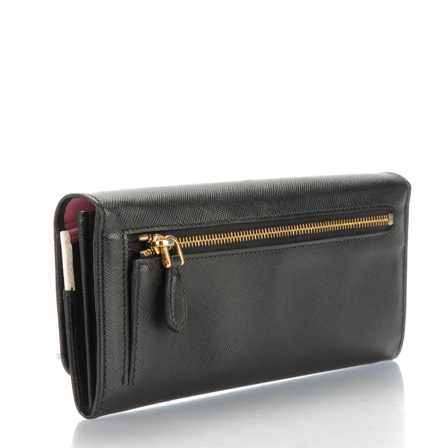 Saffiano Multicolor Continental Flap Wallet Nero Black Begonia
