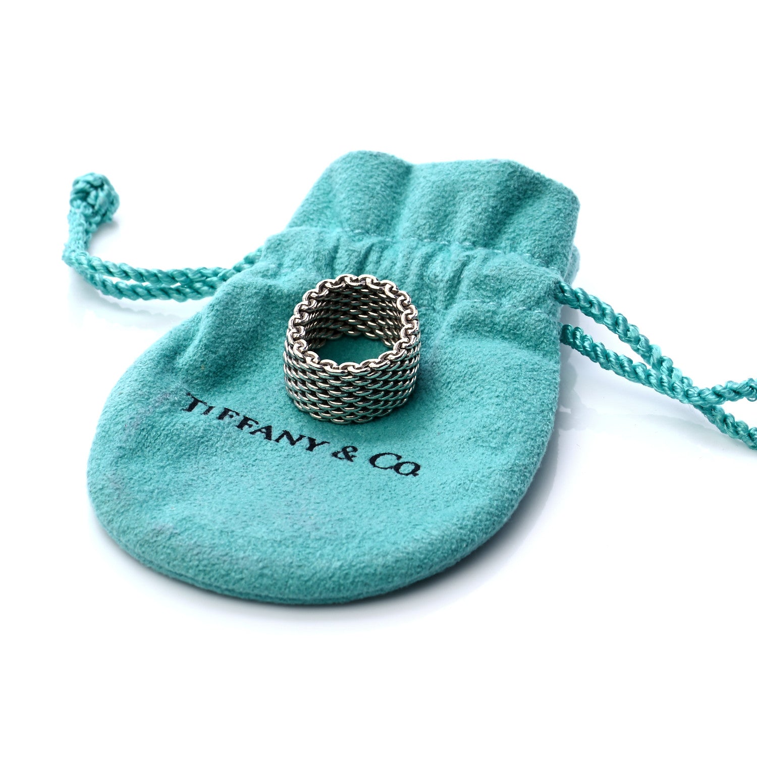 Tiffany Sterling Silver Mesh Somerset Ring 48 4.5 5 of 5
