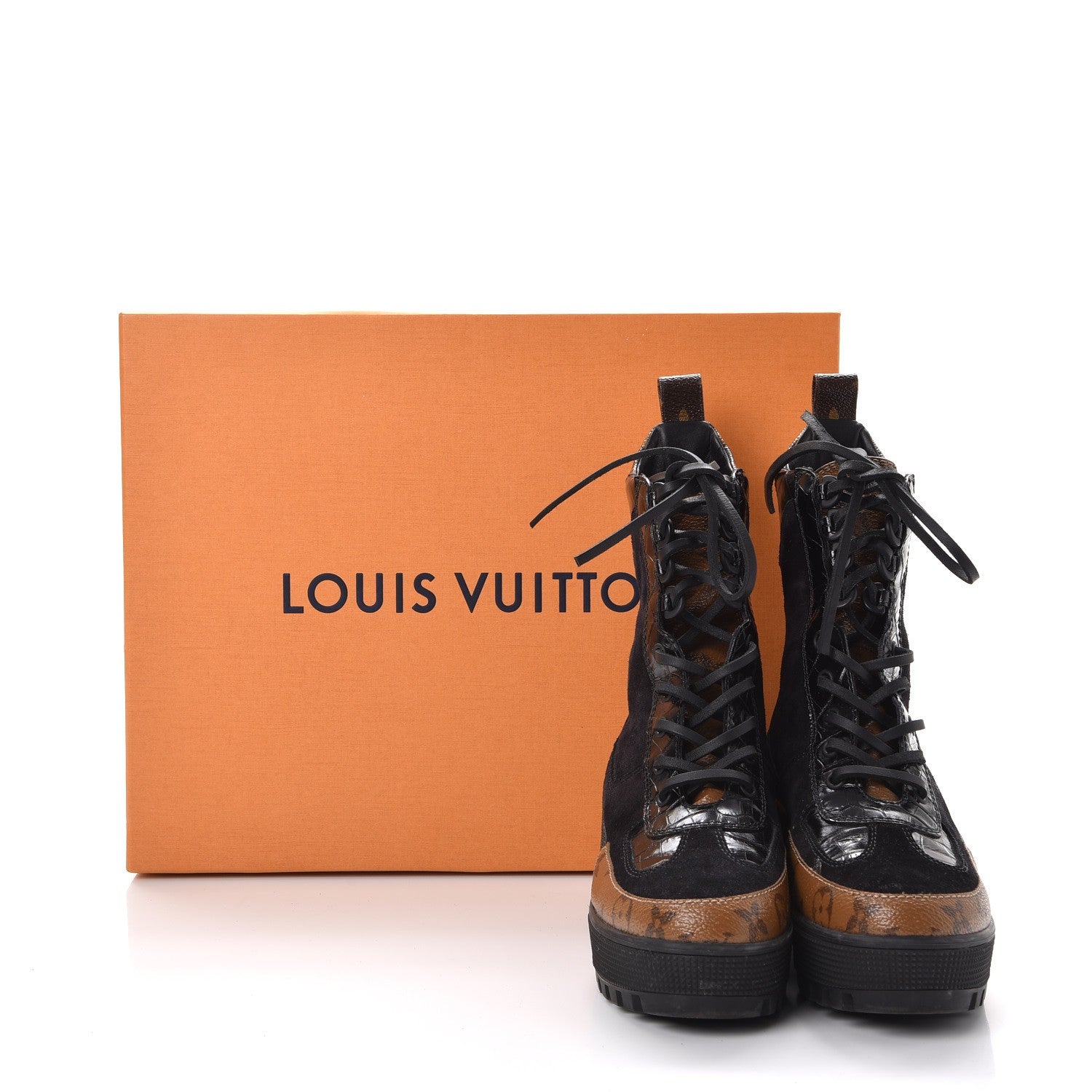 Louis Vuitton Suede Calfskin Reverse Monogram Laureate Platform Desert Boots 37 11 of 11