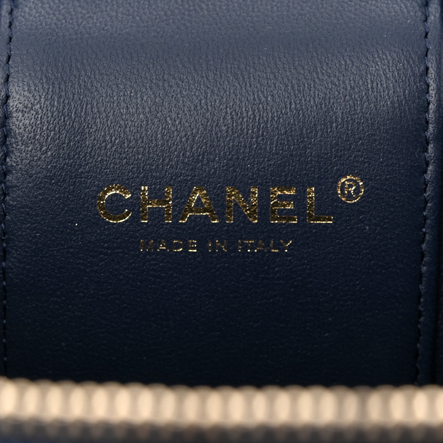 Chanel Printed Denim Quilted Mini Top Handle Vanity Case With Chain Dark Blue 6 of 10
