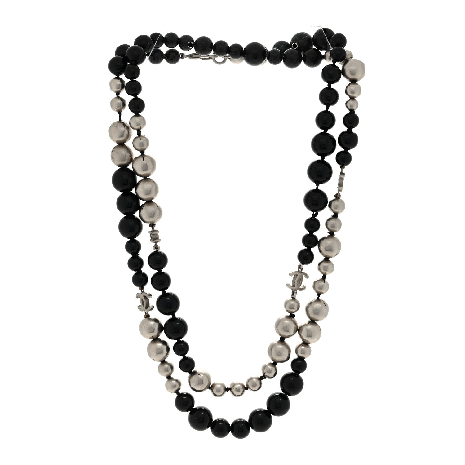 Chanel Ruthenium Pearl Beaded CC Long Necklace Black 3 of 4