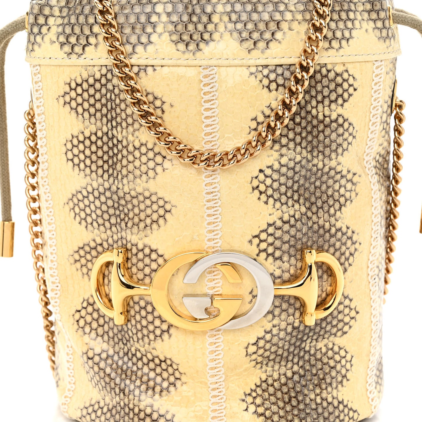 Snakeskin Mini Zumi Bucket Bag Grey
