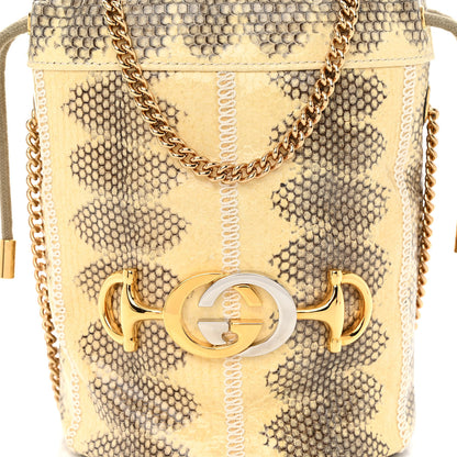 Gucci Snakeskin Mini Zumi Bucket Bag Grey 8 of 10