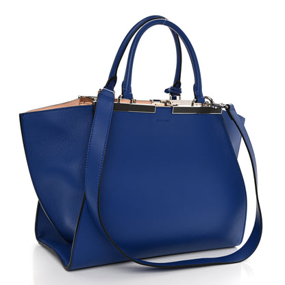 Fendi Vitello Dolce Shiny Nappa Petite 3Jours Tote Blue Neon Rosa Plaster 3 of 9