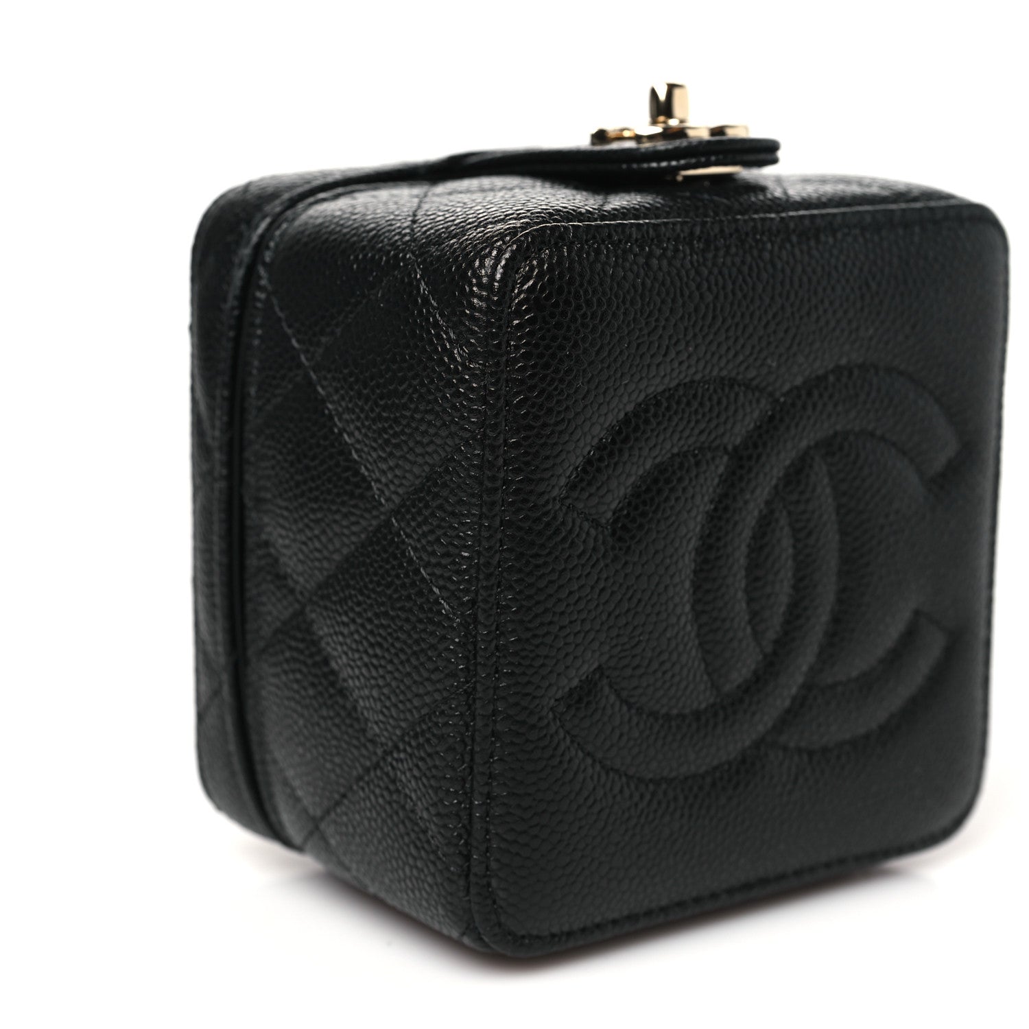 Chanel Caviar Quilted Mini Vanity Wrist Case With Chain Black 9 of 11