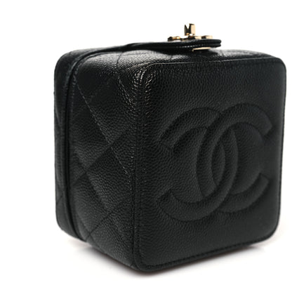Chanel Caviar Quilted Mini Vanity Wrist Case With Chain Black 9 of 11
