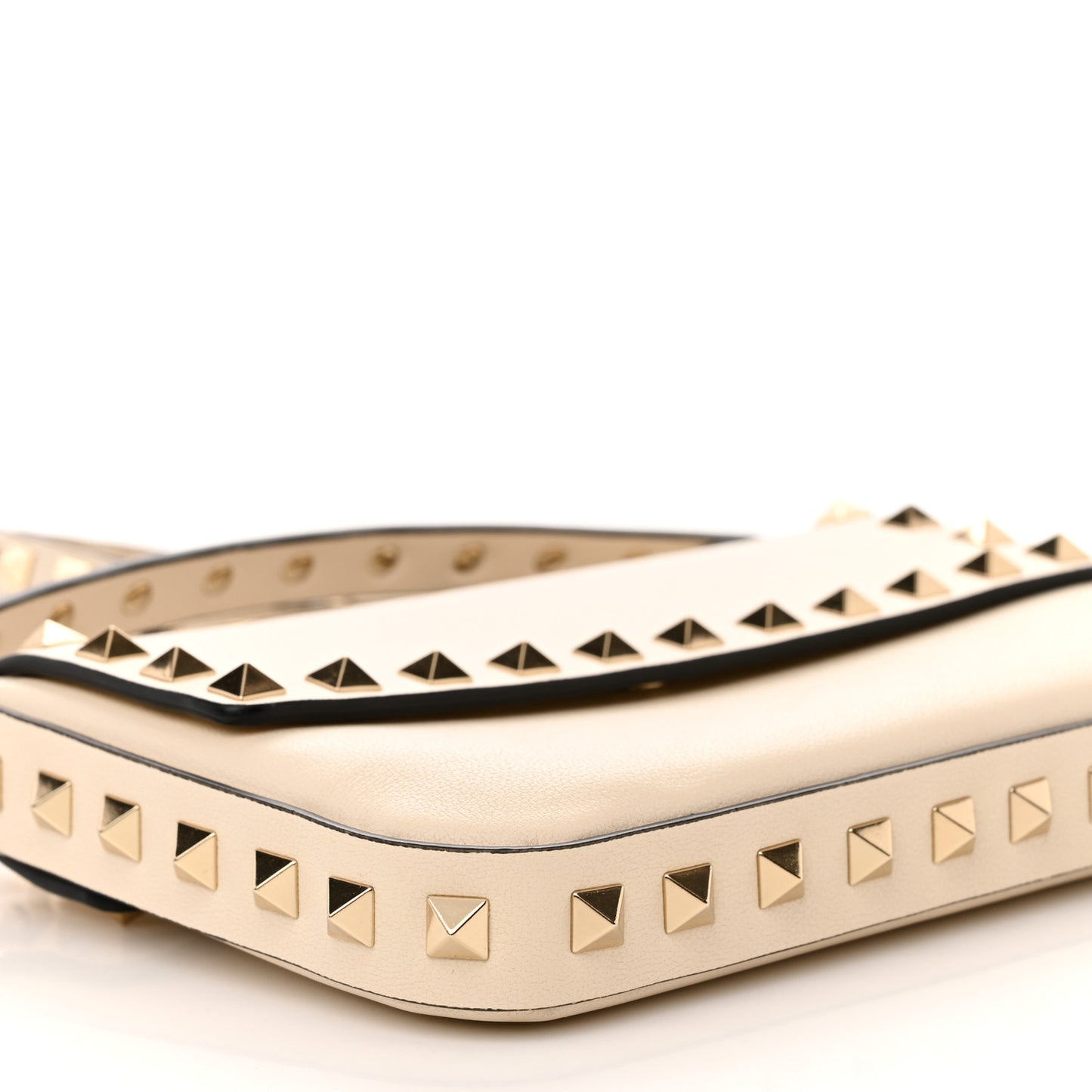 Calfskin Rockstud Crossbody Pouch Light Ivory