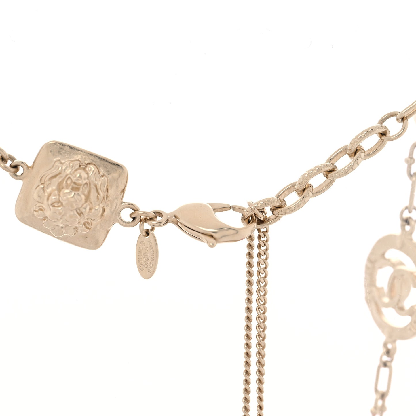 Gripoix Crystal Pearl CC Floral Short Necklace Gold Multicolor