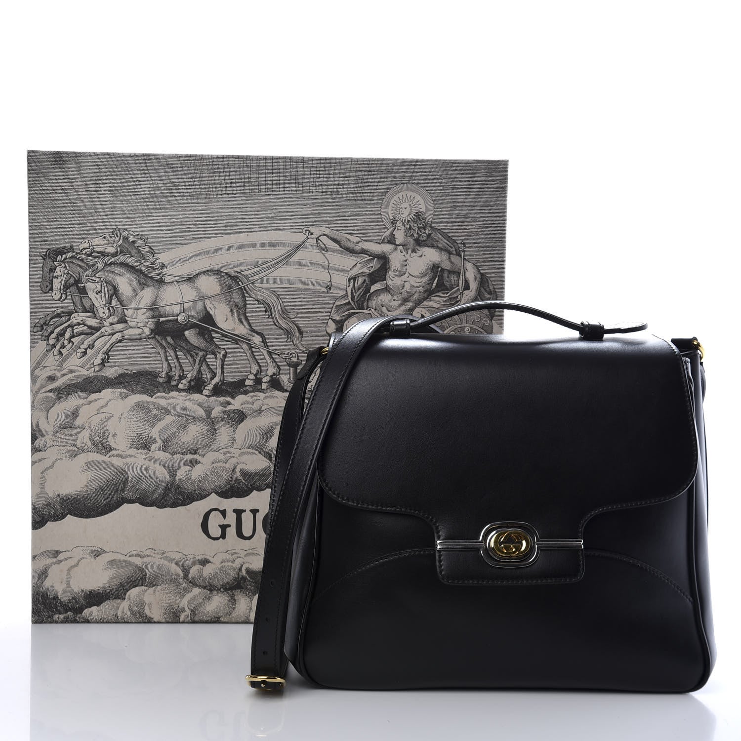 Gucci Pienza Calfskin Side Messenger Bag Black 10 of 10