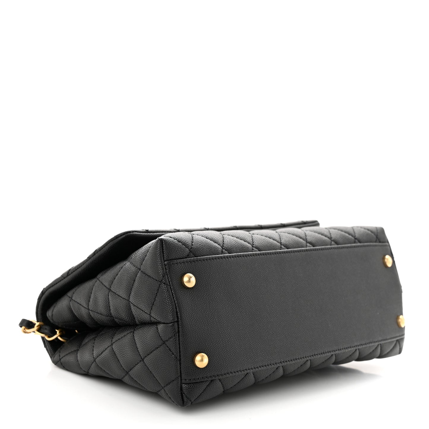 Caviar Lizard Embossed Quilted Small Coco Handle Flap Black
