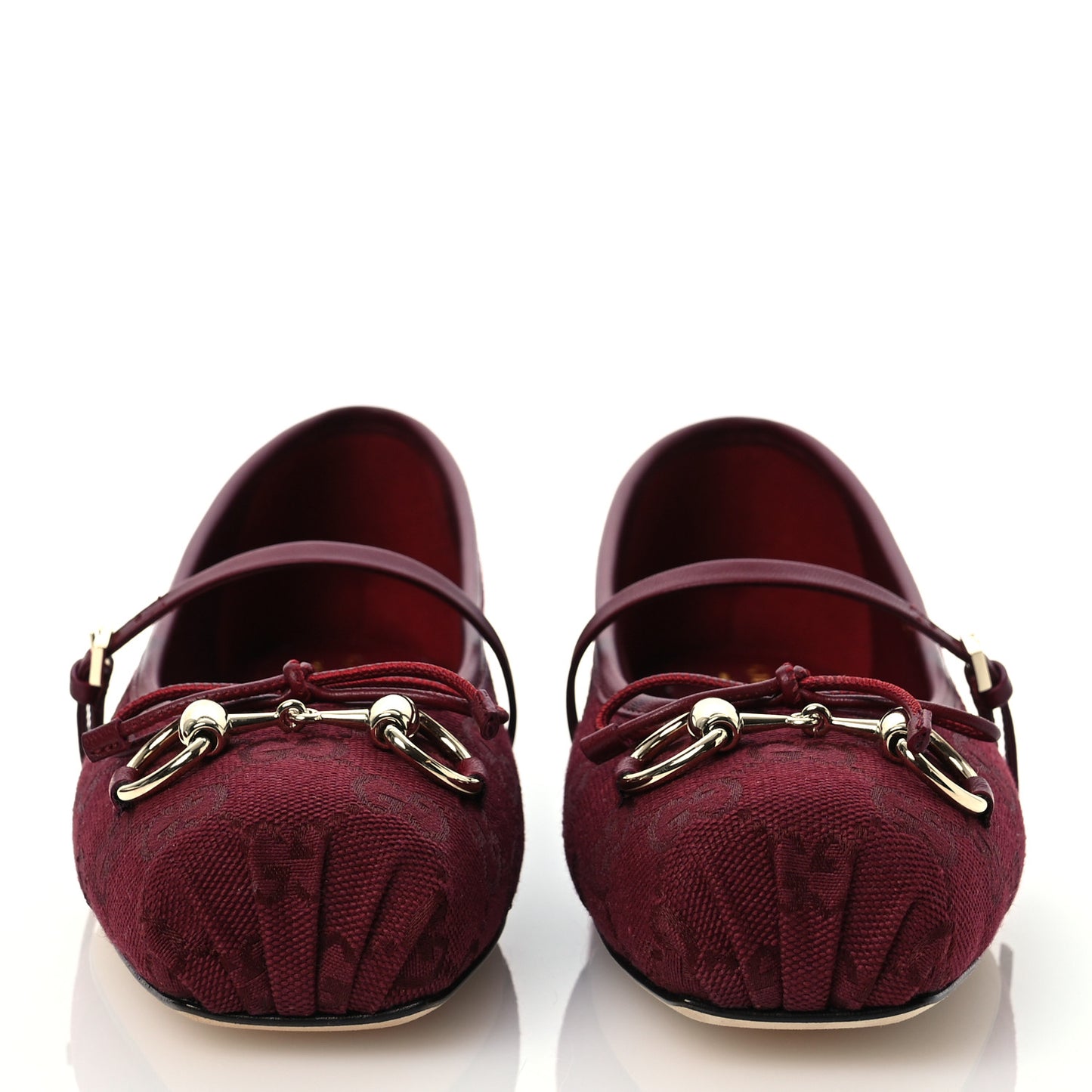 GG Monogram Horsebit Ballet Flats 36.5 Rosso Ancora