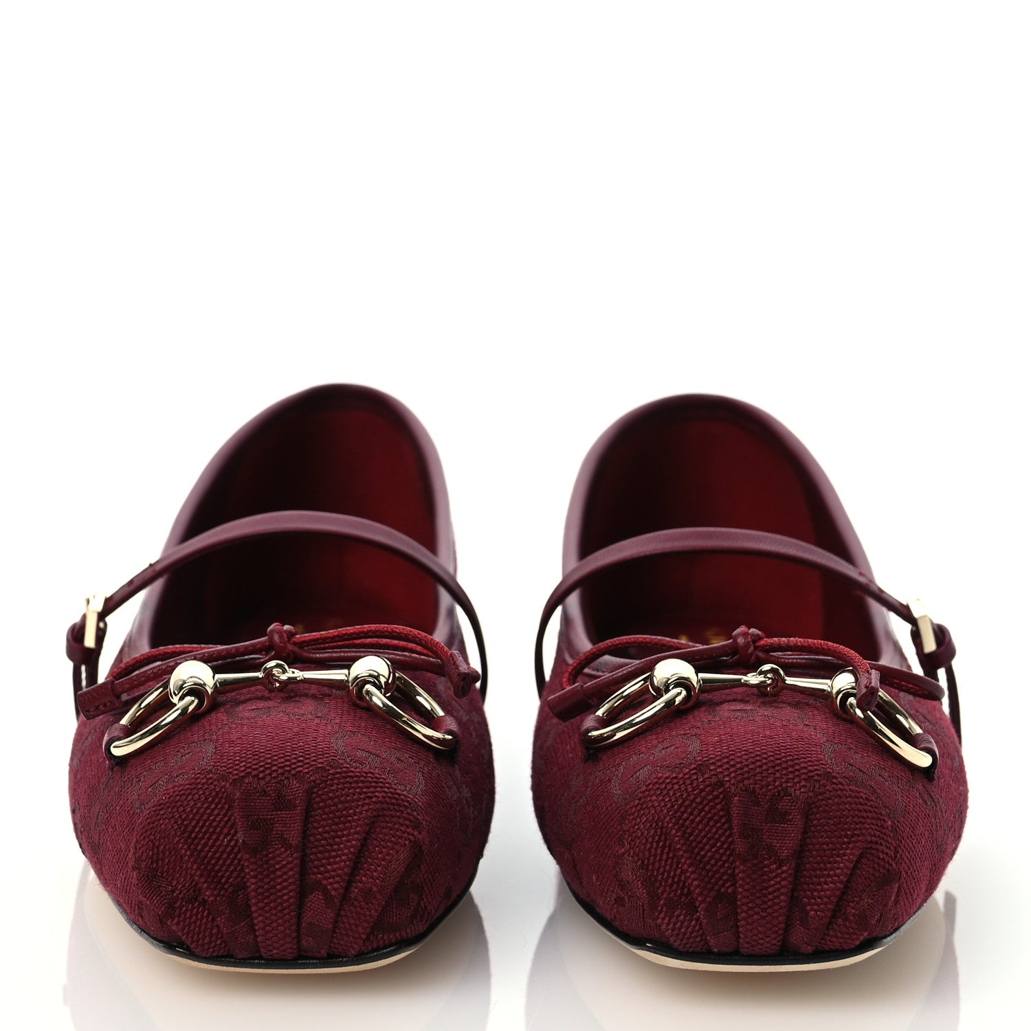 Gucci GG Monogram Horsebit Ballet Flats 36.5 Rosso Ancora 2 of 10