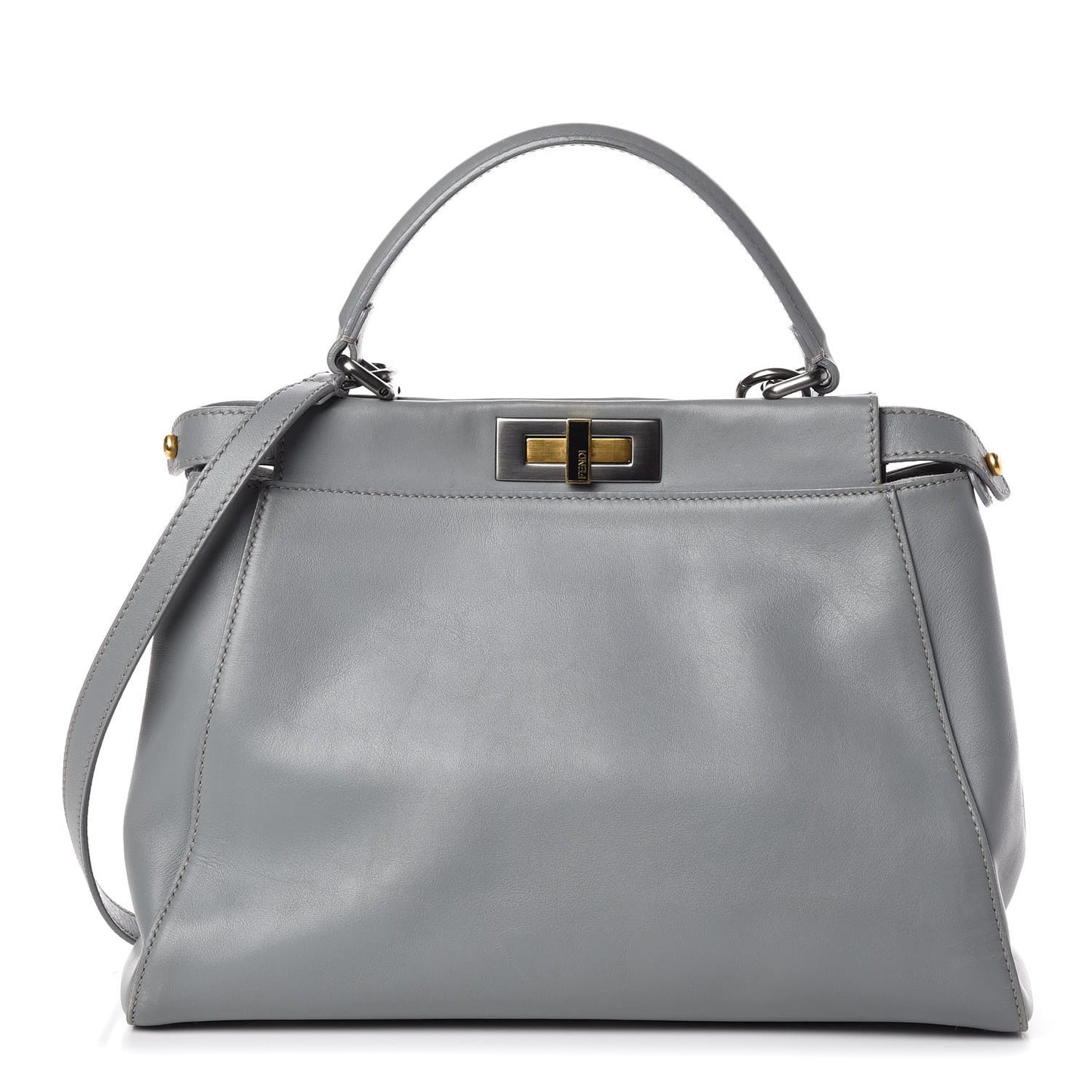 Vitello Suede Medium Peekaboo Iconic Satchel Grigio Chiaro