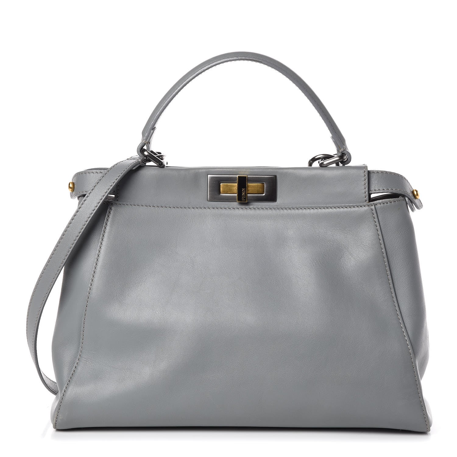 Fendi Vitello Suede Medium Peekaboo Iconic Satchel Grigio Chiaro 1 of 20