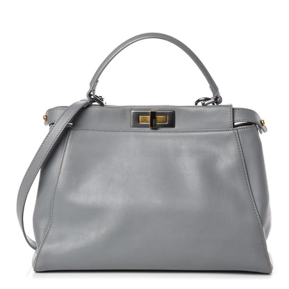 Fendi Vitello Suede Medium Peekaboo Iconic Satchel Grigio Chiaro 1 of 20