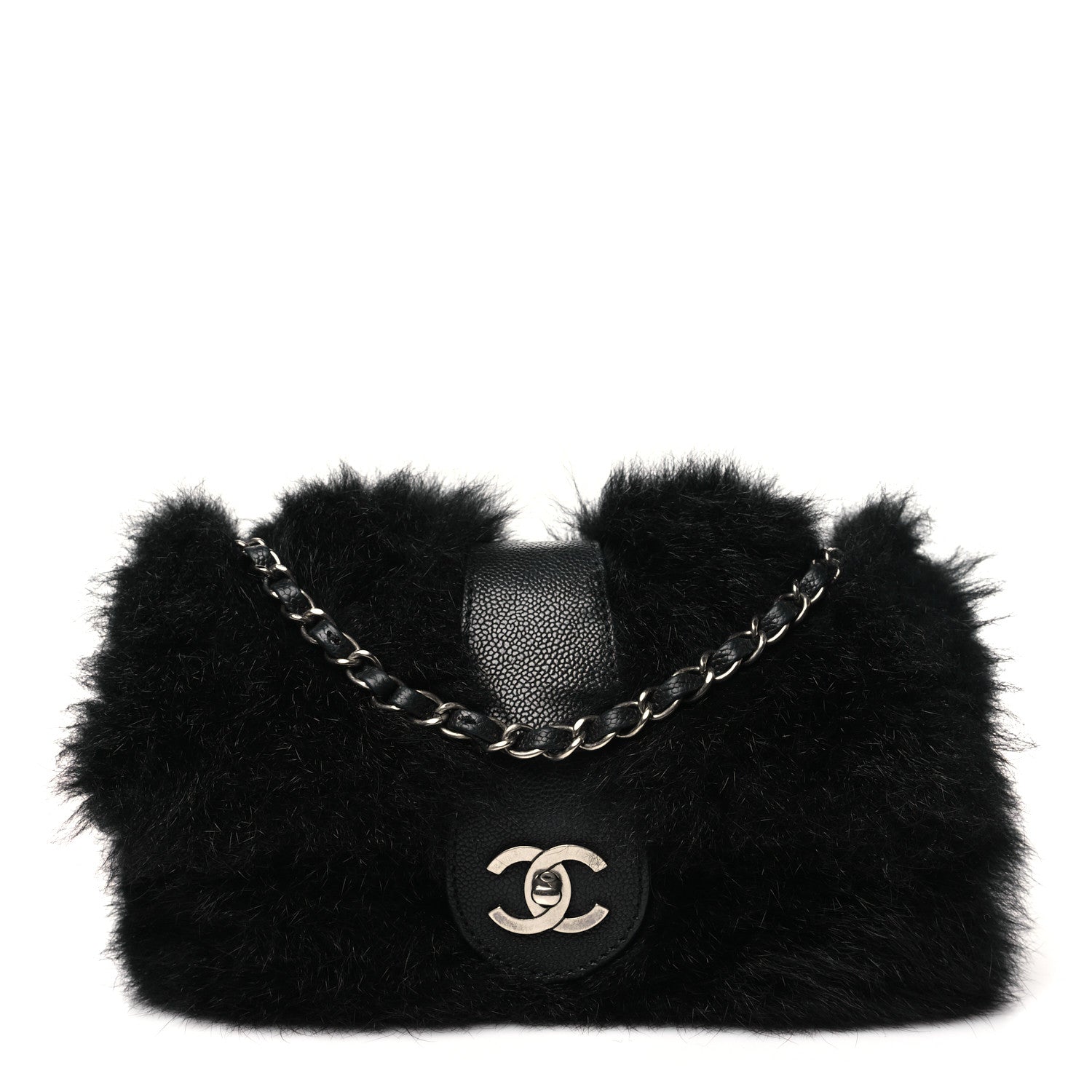 Chanel Fur Caviar Flap Black 1 of 10