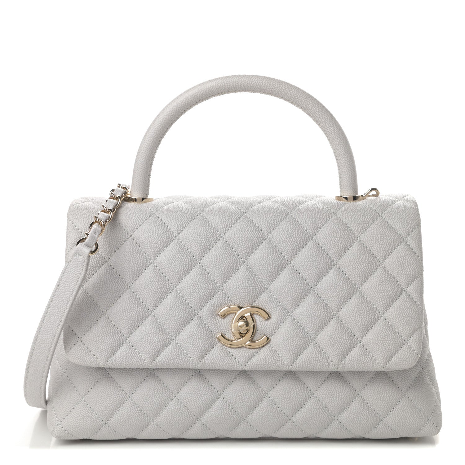 Chanel Caviar Quilted Small Coco Handle Flap Light Grey 1 of 11