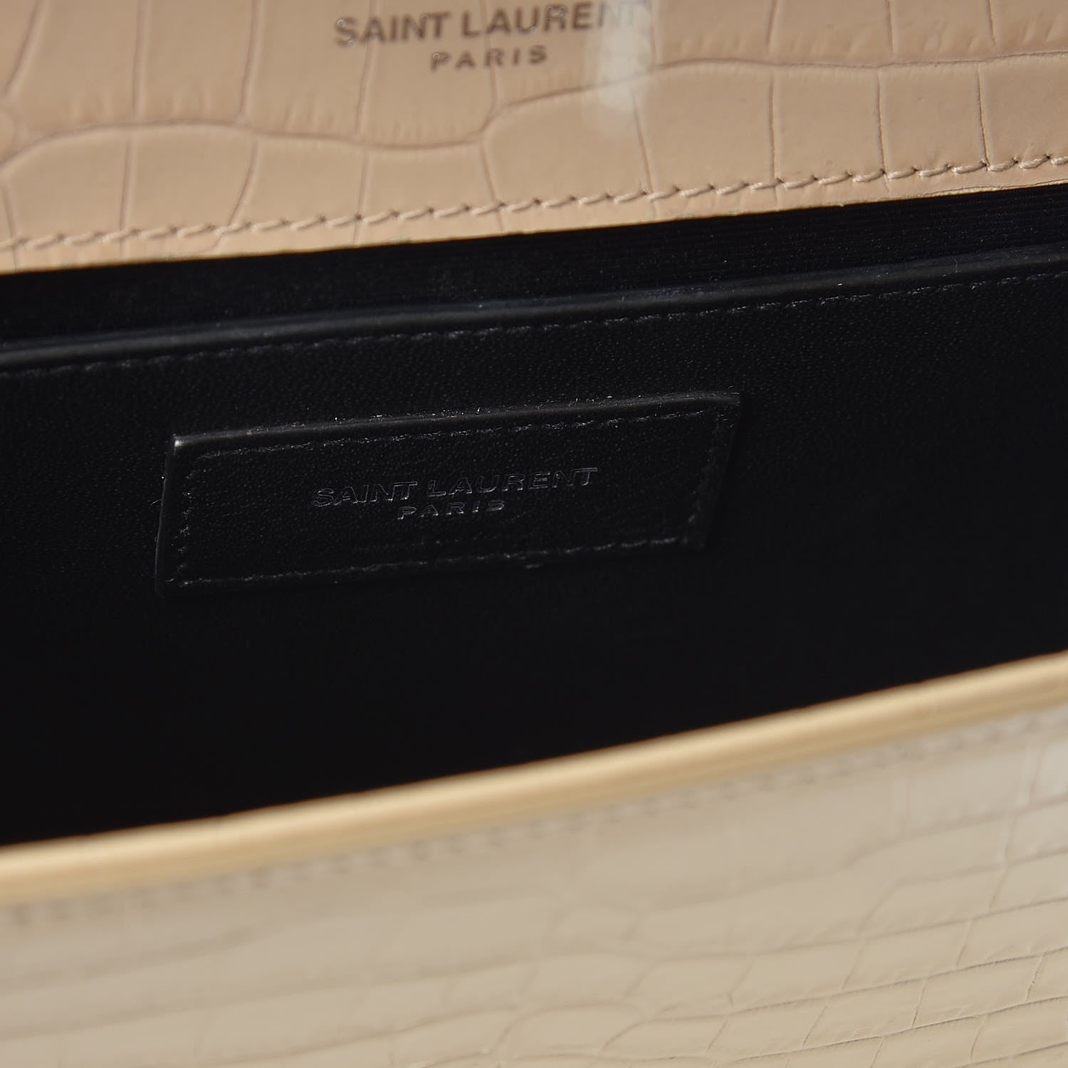 Saint Laurent Croc Calfskin Embossed Small Classic Monogram Kate Tassel Satchel Beige 8 of 11