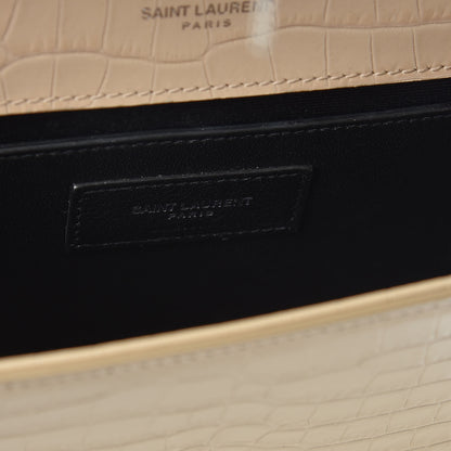Saint Laurent Croc Calfskin Embossed Small Classic Monogram Kate Tassel Satchel Beige 8 of 11