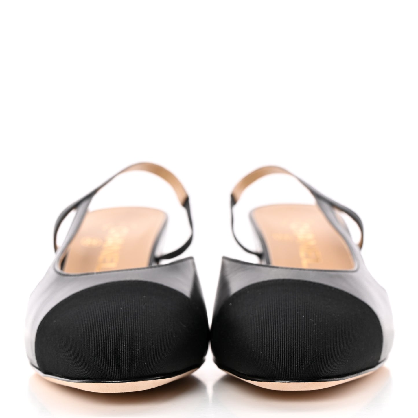 Goatskin Grosgrain Cap Toe CC Slingback Sandals 39 Black