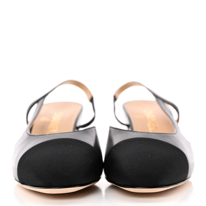 Chanel Goatskin Grosgrain Cap Toe CC Slingback Sandals 39 Black 2 of 13