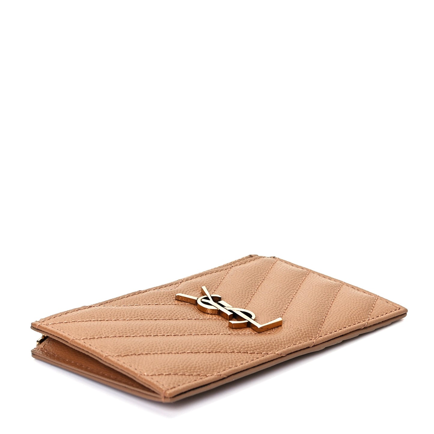 Grain De Poudre Matelasse Chevron Monogram Fragments Zippered Card Case Cork