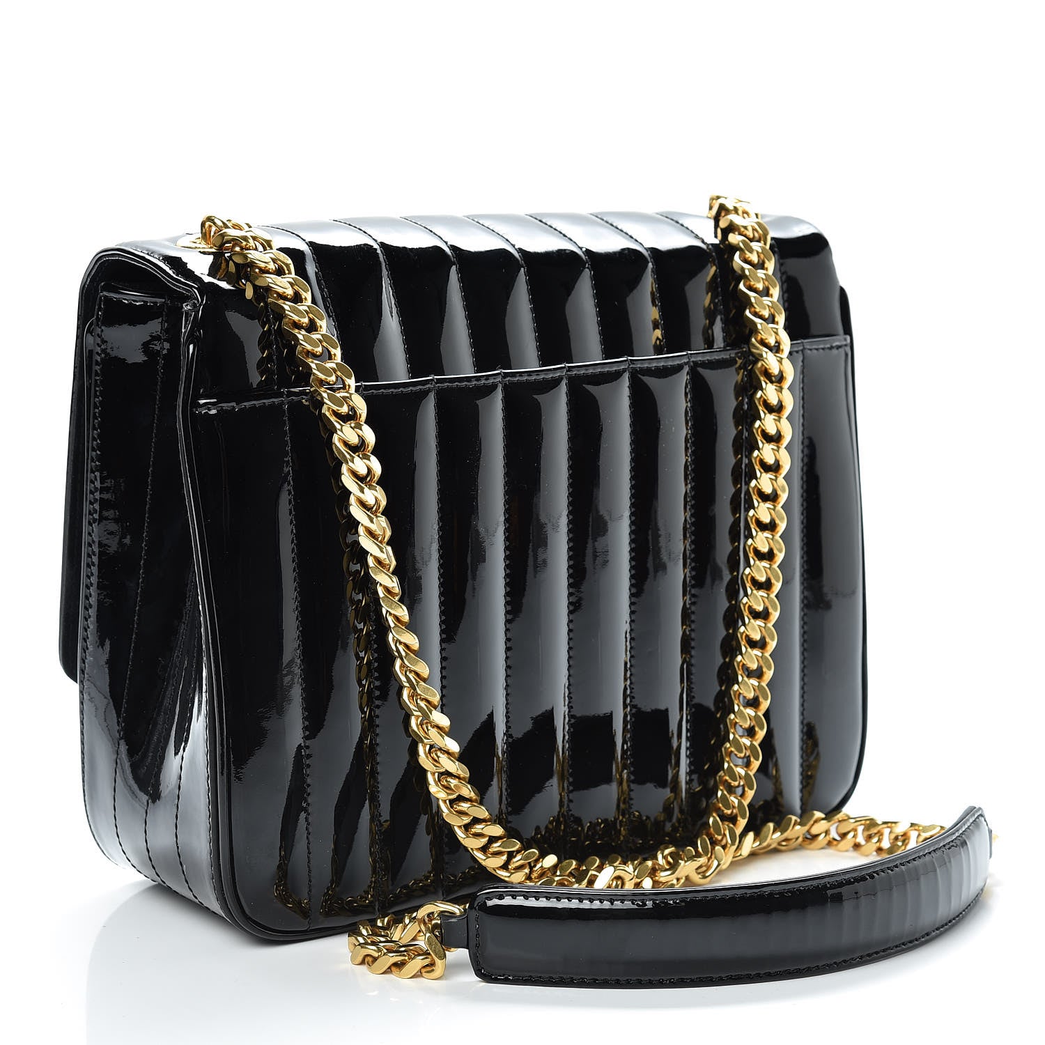 Saint Laurent Patent Matelasse Monogram Large Vicky Chain Bag Black 3 of 15