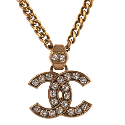 Chanel Crystal CC Pendant Necklace Gold 5 of 6