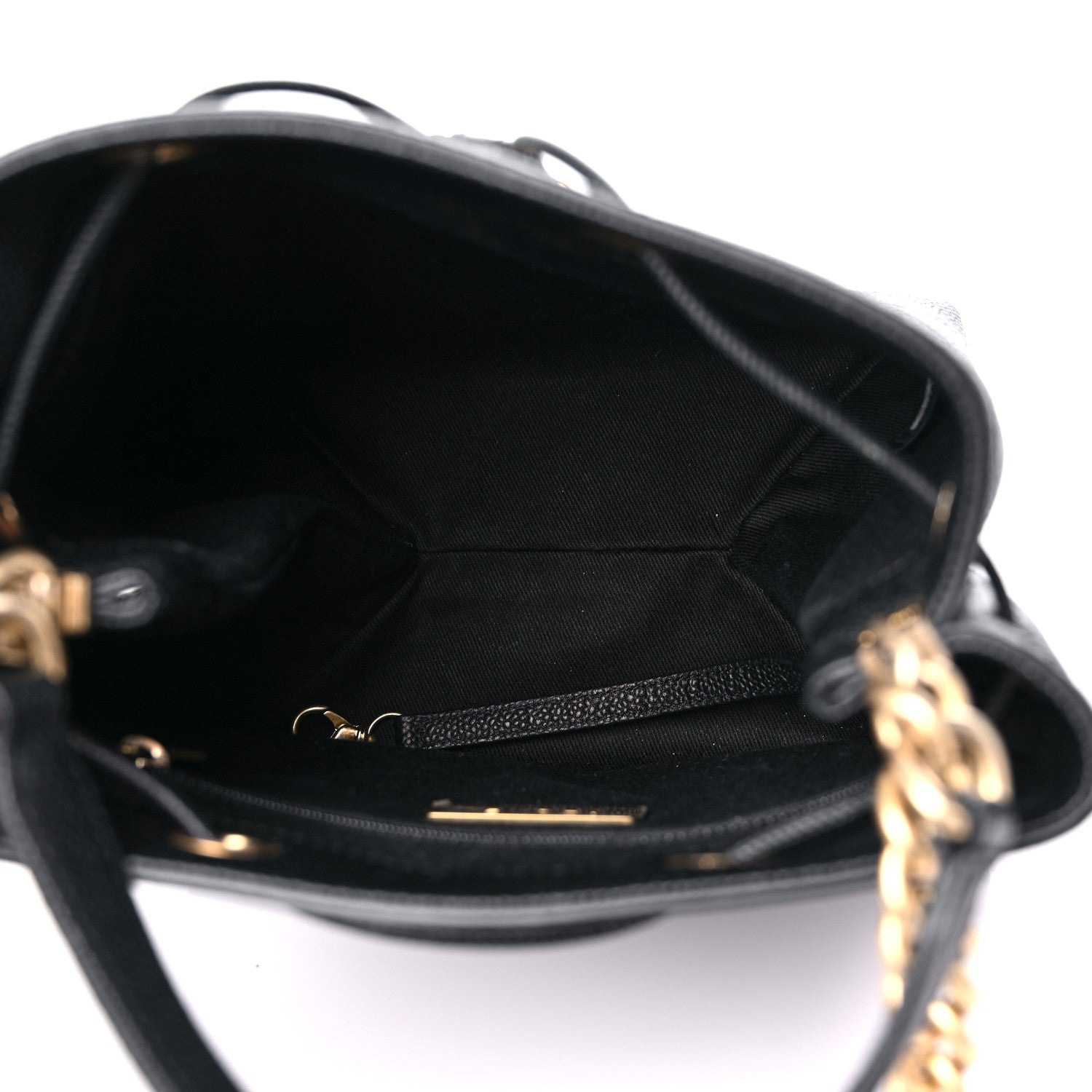 Chanel Grained Calfskin Stitched Small Drawstring Bag Black 5 of 10