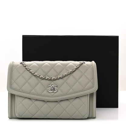 Chanel Lambskin Quilted Large Geometric Flap Light Grey Light Grey 12 of 12