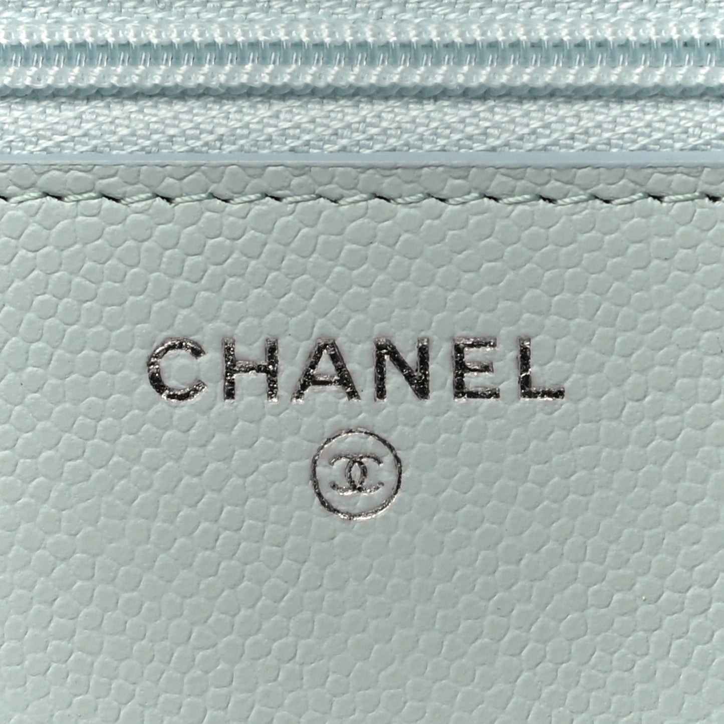 Caviar Quilted Wallet On Chain WOC Light Blue