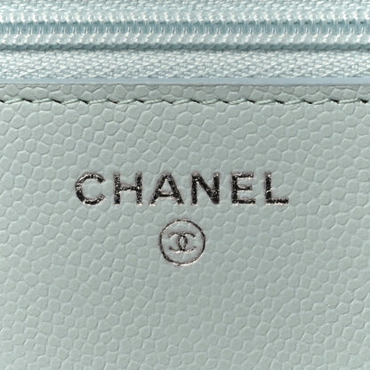 Chanel Caviar Quilted Wallet On Chain WOC Light Blue 6 of 12