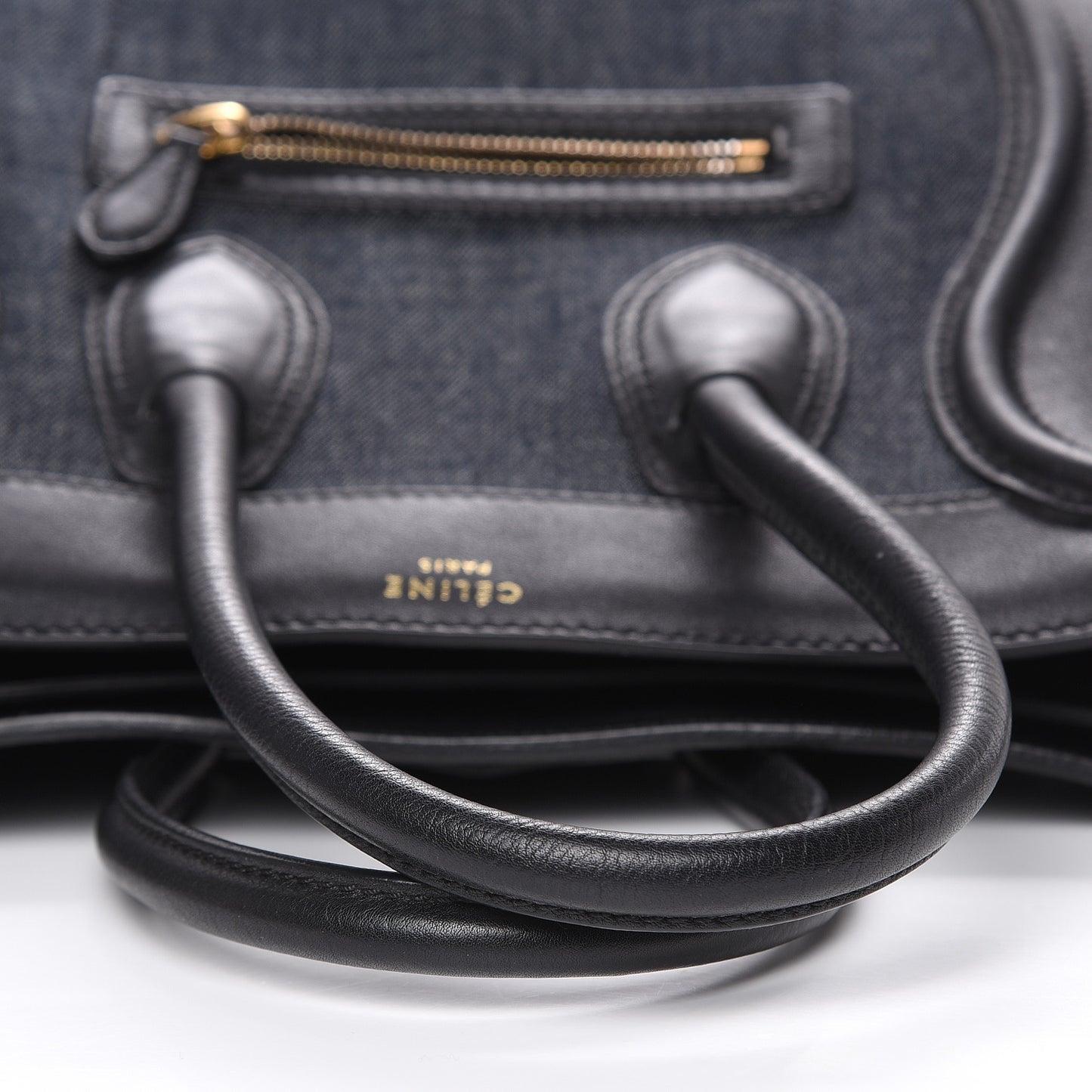 Smooth Calfskin Denim Micro Luggage Navy Black