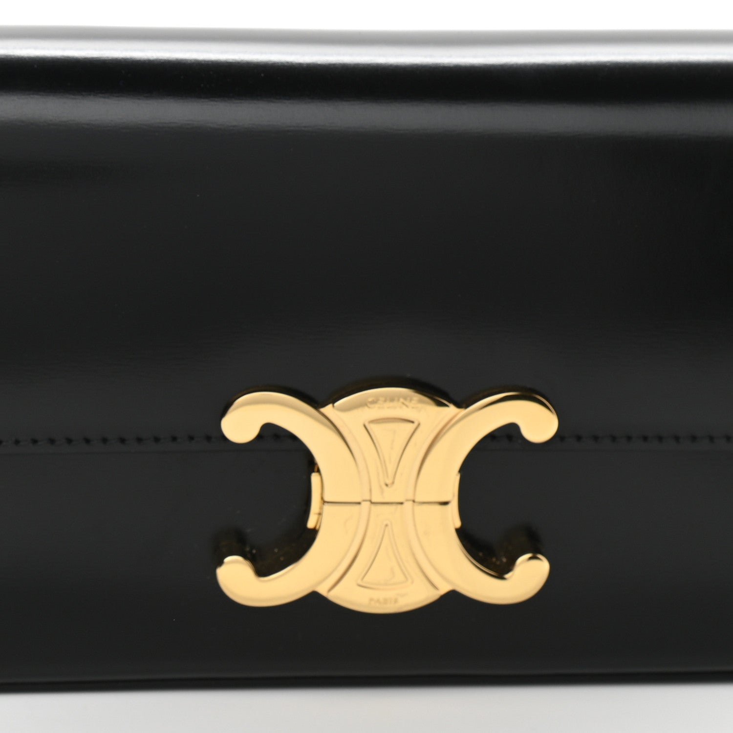 Celine Shiny Calfskin Triomphe Shoulder Bag Black 8 of 10