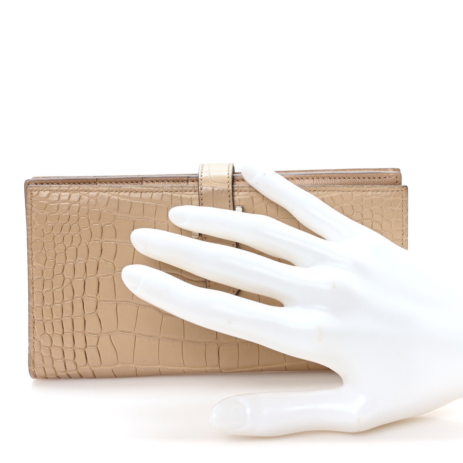 Hermes Matte Alligator Bearn Gusset Wallet Poussiere 1885129