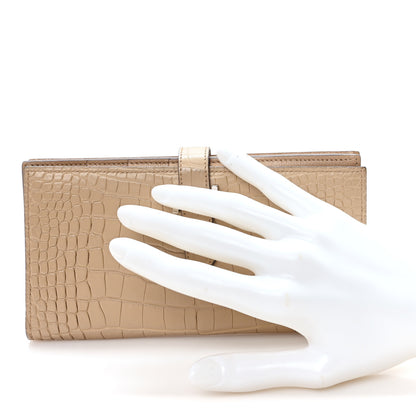 Hermes Matte Alligator Bearn Gusset Wallet Poussiere 2 of 6