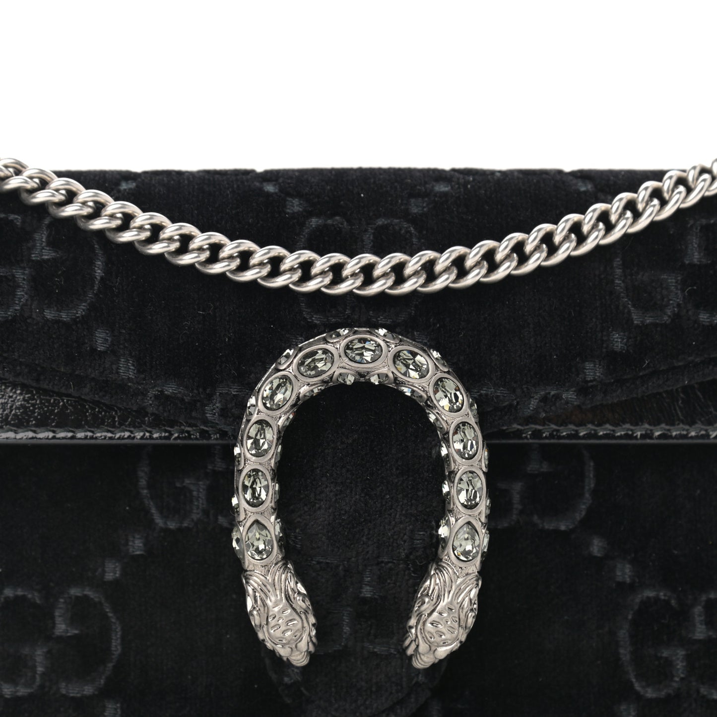 Velvet GG Monogram Super Mini Dionysus Shoulder Bag Black