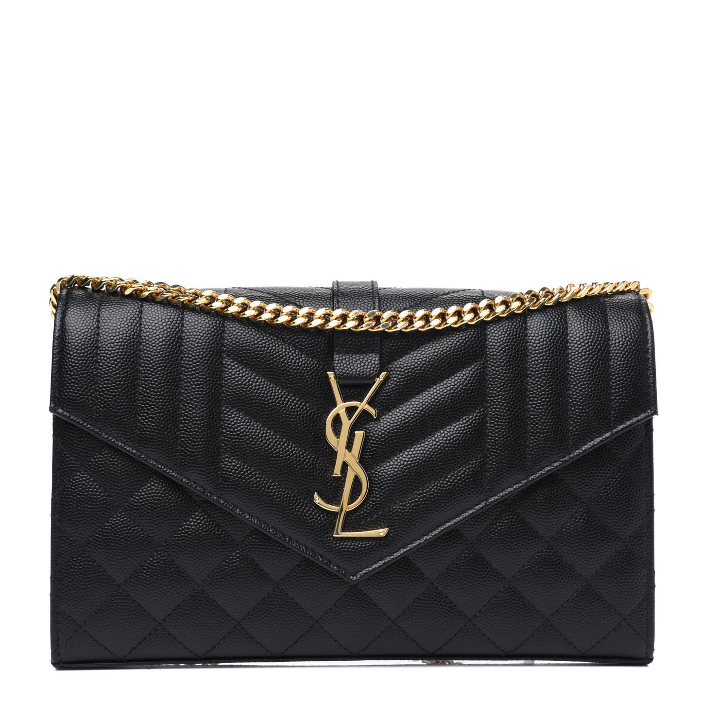 Grain De Poudre Mixed Matelasse Triquilt Monogram Chain Wallet Black
