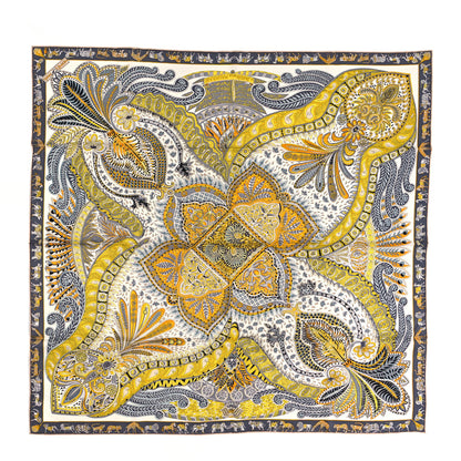 Hermes Silk Le Jardin De La Maharani Scarf 90 White Jaune Gris 1 of 5