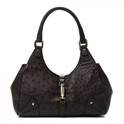 Gucci Ostrich Large Bardot Shoulder Bag Brown 1 of 4