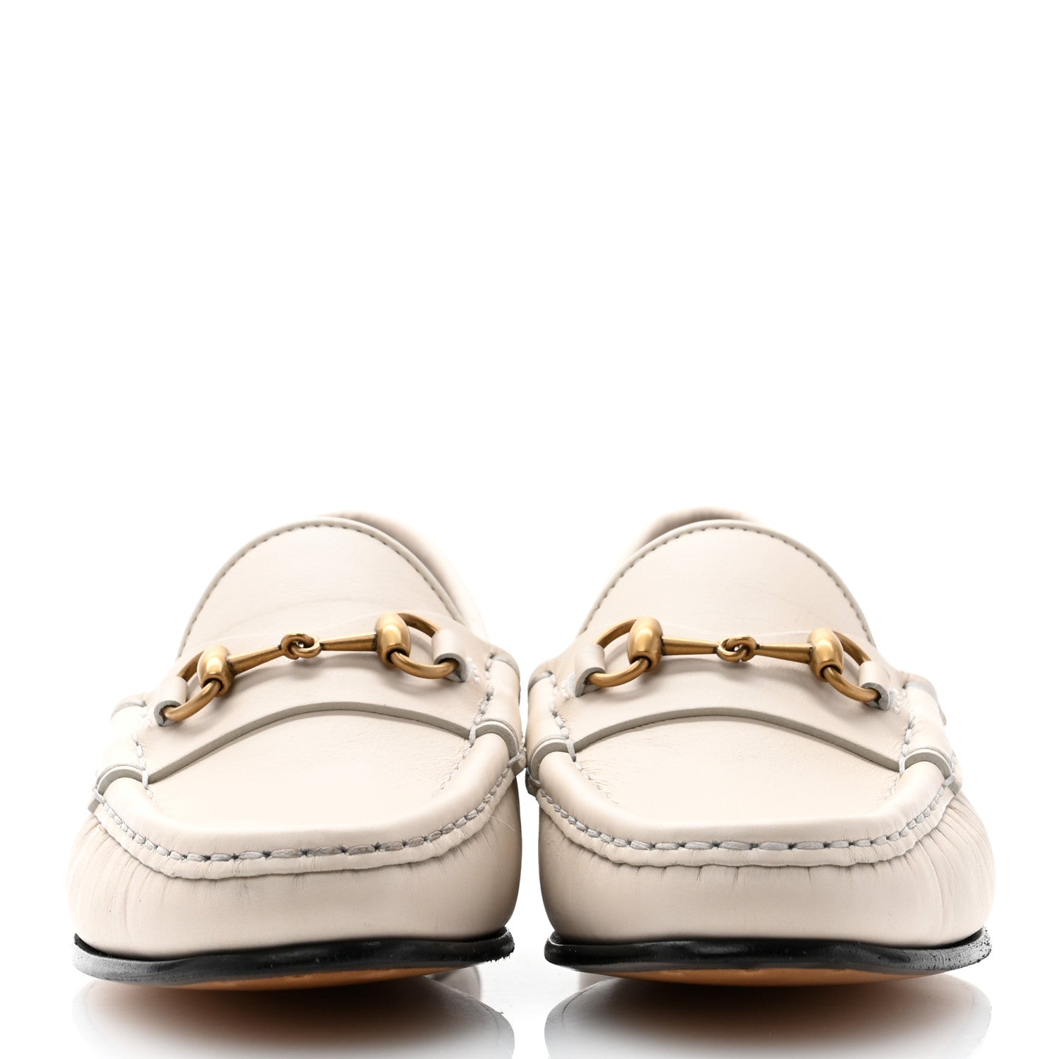 Gucci Lambskin Womens Brixton Horsebit Loafers 36 Mystic White 2 of 8