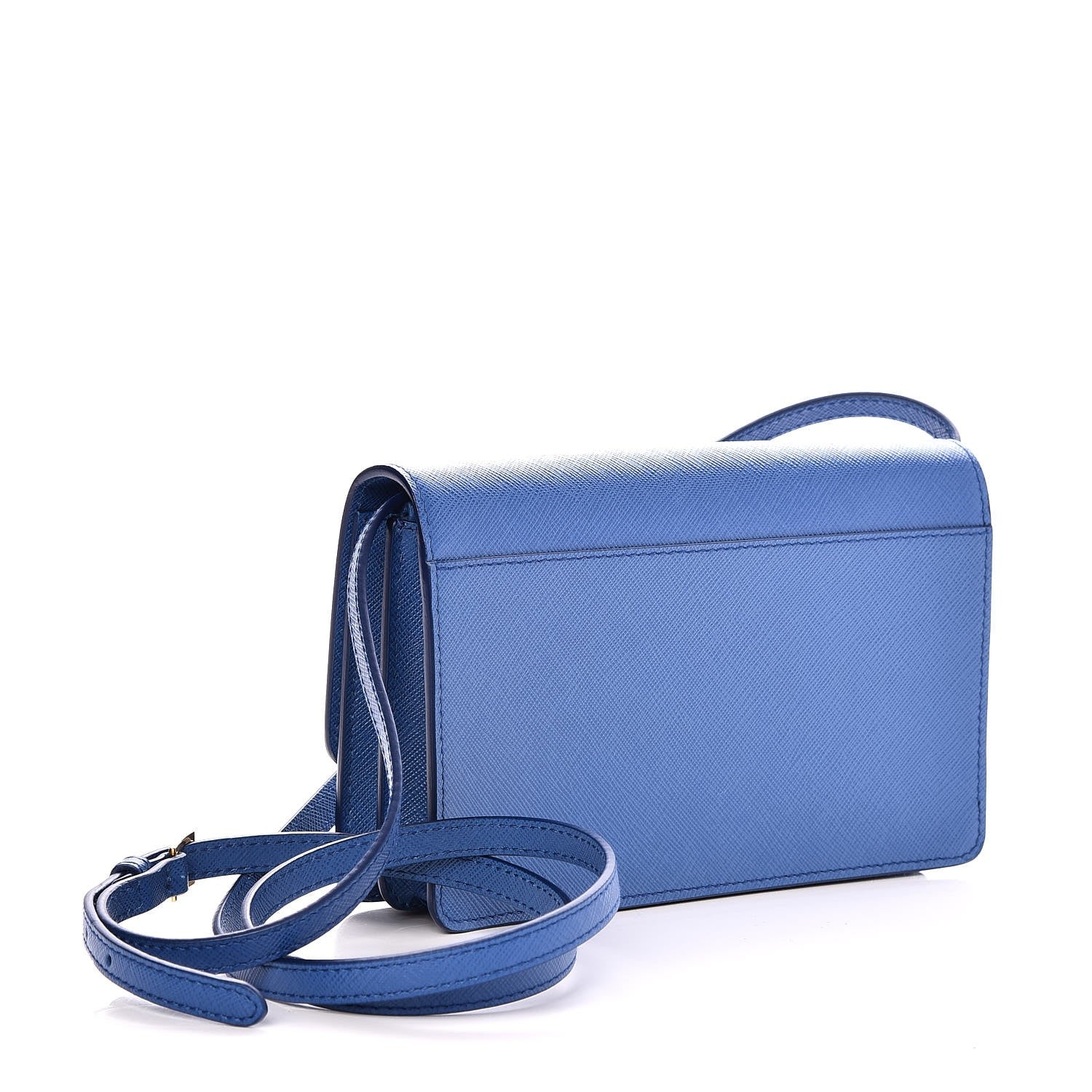 Prada Saffiano Metal Flap Wallet Azzurro 3 of 7