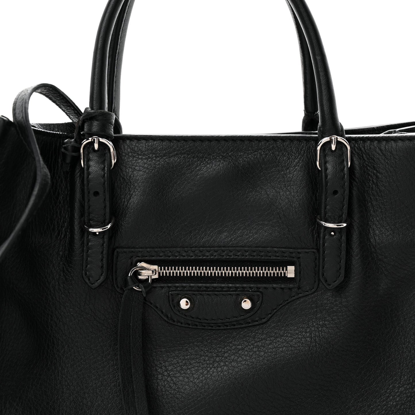 Grained Calfskin Papier Mini A4 Zip Around Tote Black