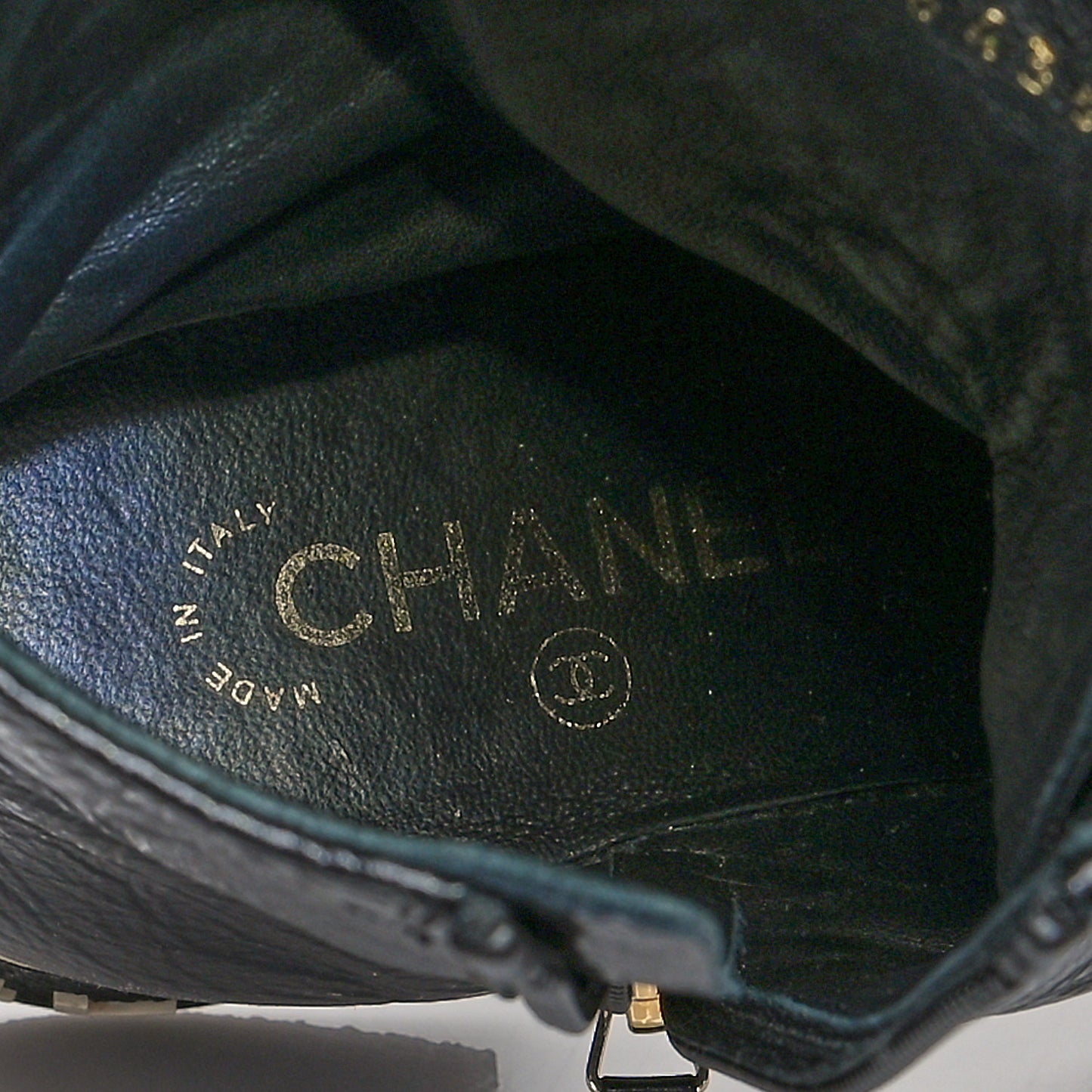 Shiny Crumpled Lambskin Lace Up Combat Boots 38 Black