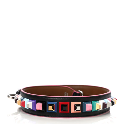 Fendi Vitello Dolce Plexiglass Bi-Color Studded Strap You Black Brownie Multicolor 2 of 5